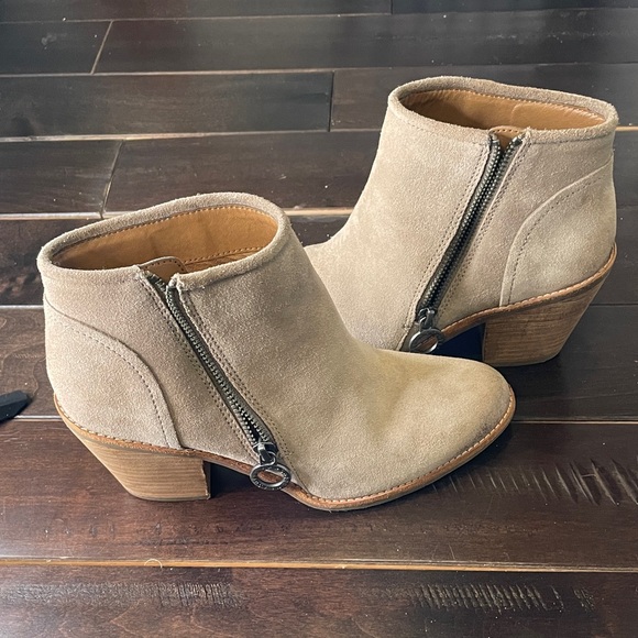 Sofft Taupe Suede Side-Zip Ankle Booties - Picture 2 of 12